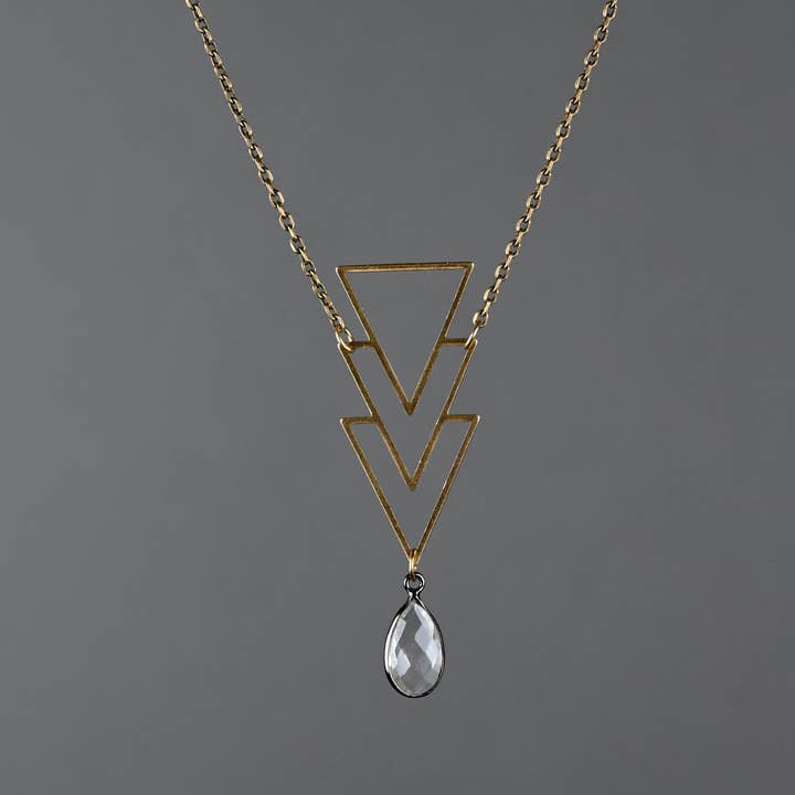 Brass Geometric Triangle Necklace for wholesale by KBD Studio