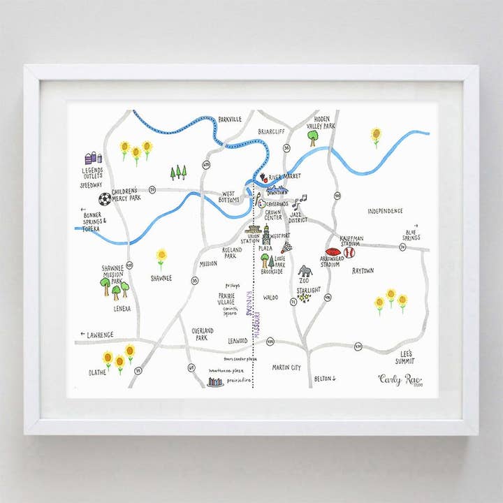 Kansas City Map Watercolor Print for wholesale by Carly Rae Studio