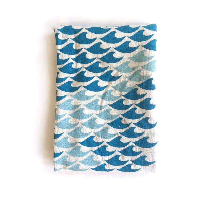 Türkis/Puderblau Waves Geschirrtuch für den Großhandel auf Faire2