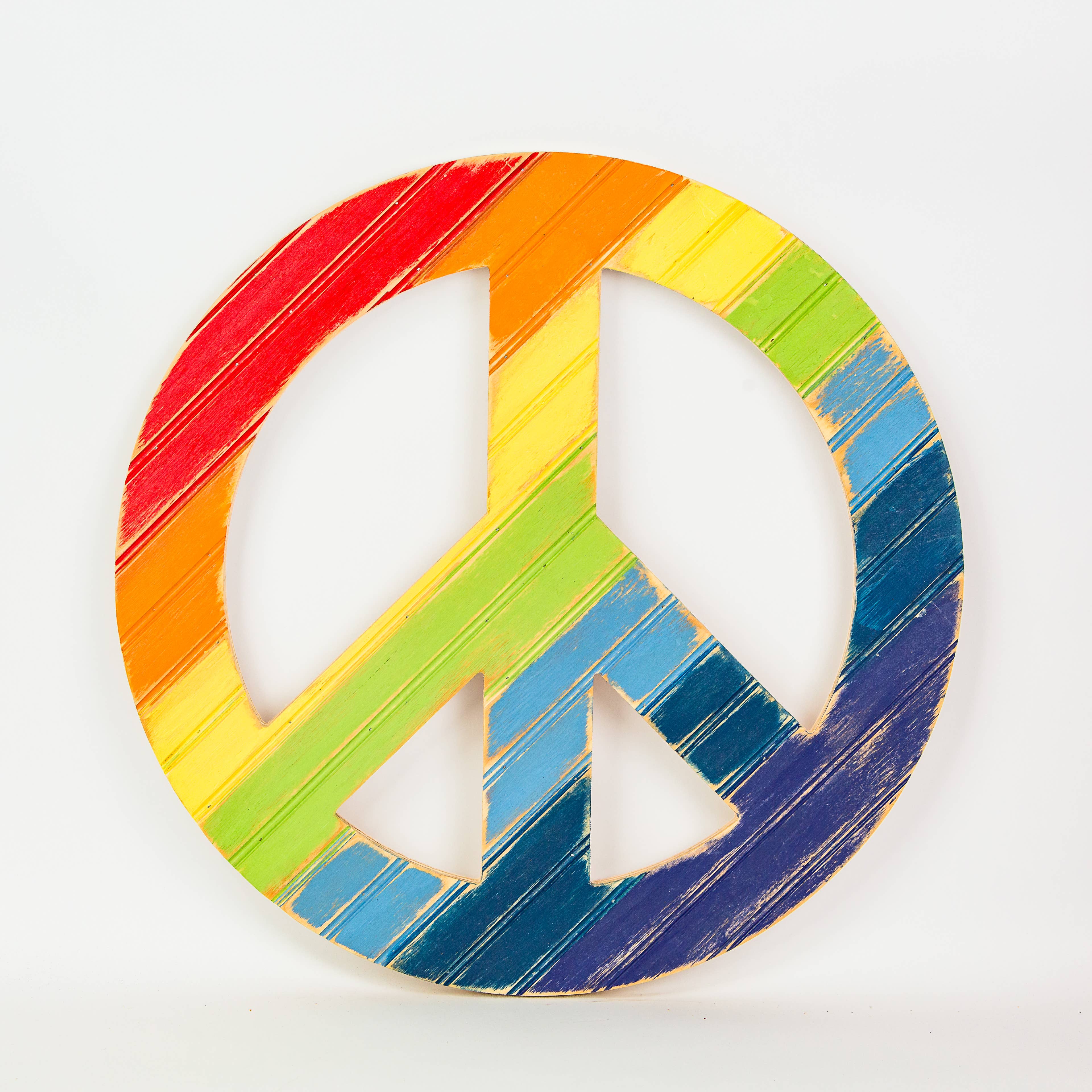 Grace Graffiti – Engroshandel Træ Wall Art – Friform Rainbow Peace Sign Trævægkunst5