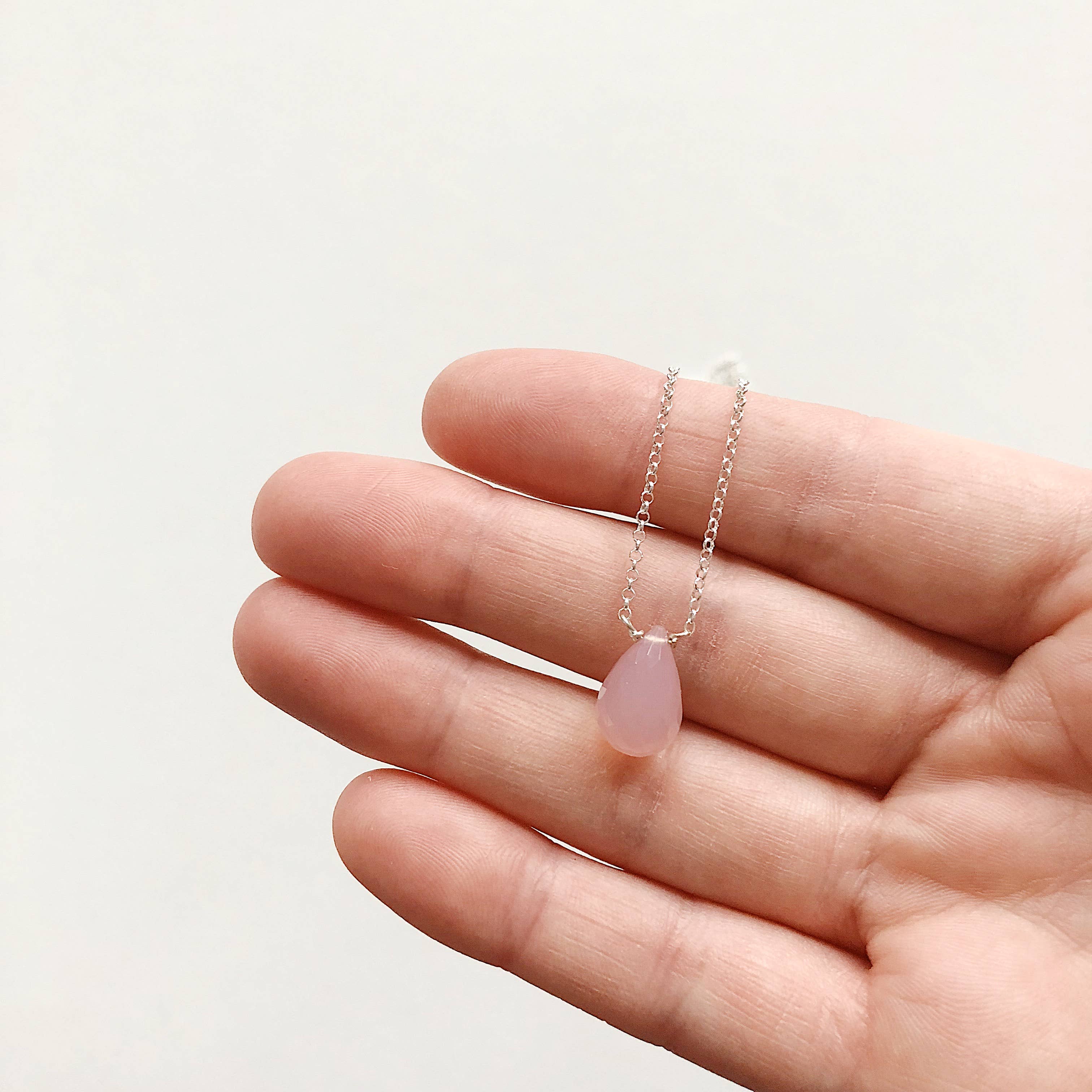 Third & Co. Studio - Wholesale Pendant/Charm Necklace - Faceted Rose Quartz Teardrop Necklace12