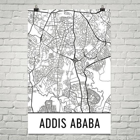 Addis Ababa Ethiopia Street Map Poster 8" x 10" for wholesale by Modern Map Art