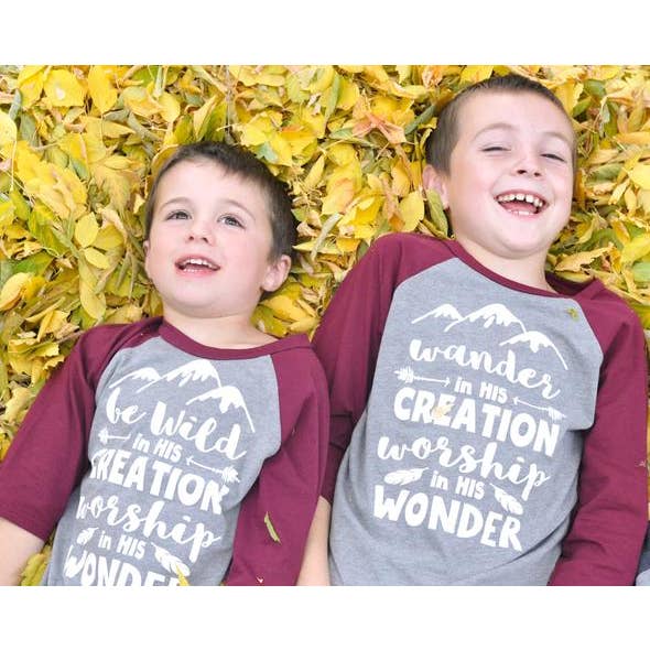 Worship in His Wonder Raglan - Wander for wholesale by A Quiver Full