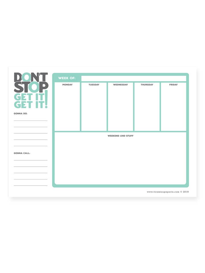Don't Stop Get It, Get it Mousepad Planer Notizblock für den Großhandel von Tiramisu Paperie