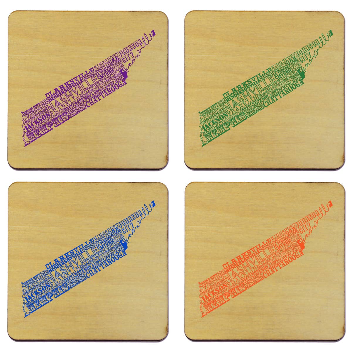 Torched Products - Wholesale Coasters - State Typography Coaster- Set of 443