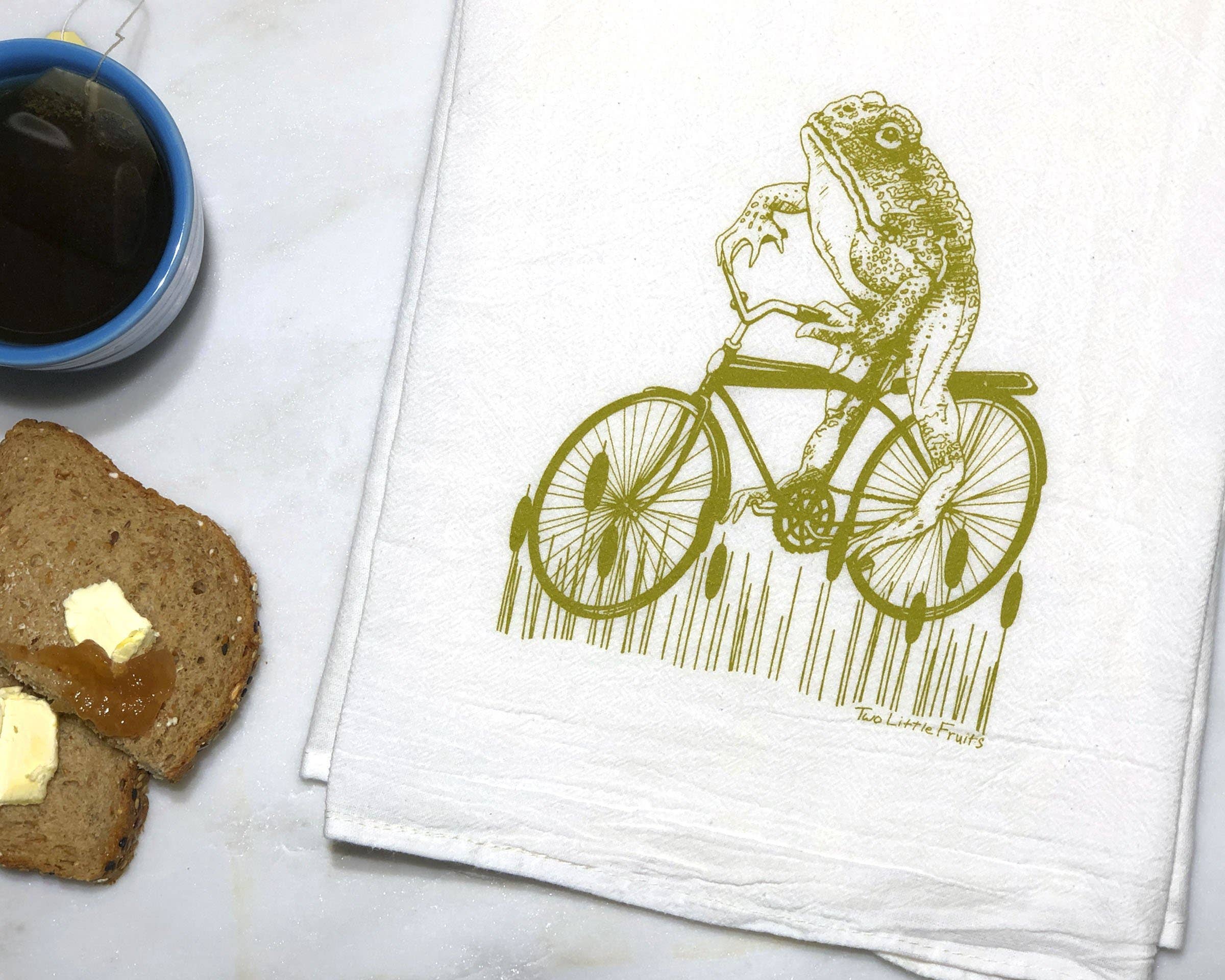 Two Little Fruits - Wholesale Tea Towel - Green Frog Tea Towel – Whimsical Cotton Kitchen Gift3