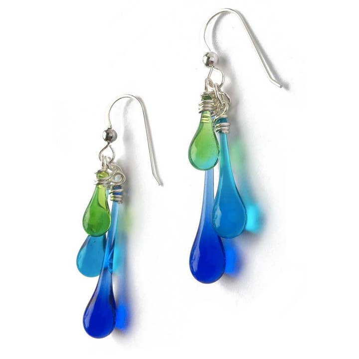 Sundrop Jewelry - Wholesale Dangle Earrings - Trio Colorful Glass Teardrop Earrings2