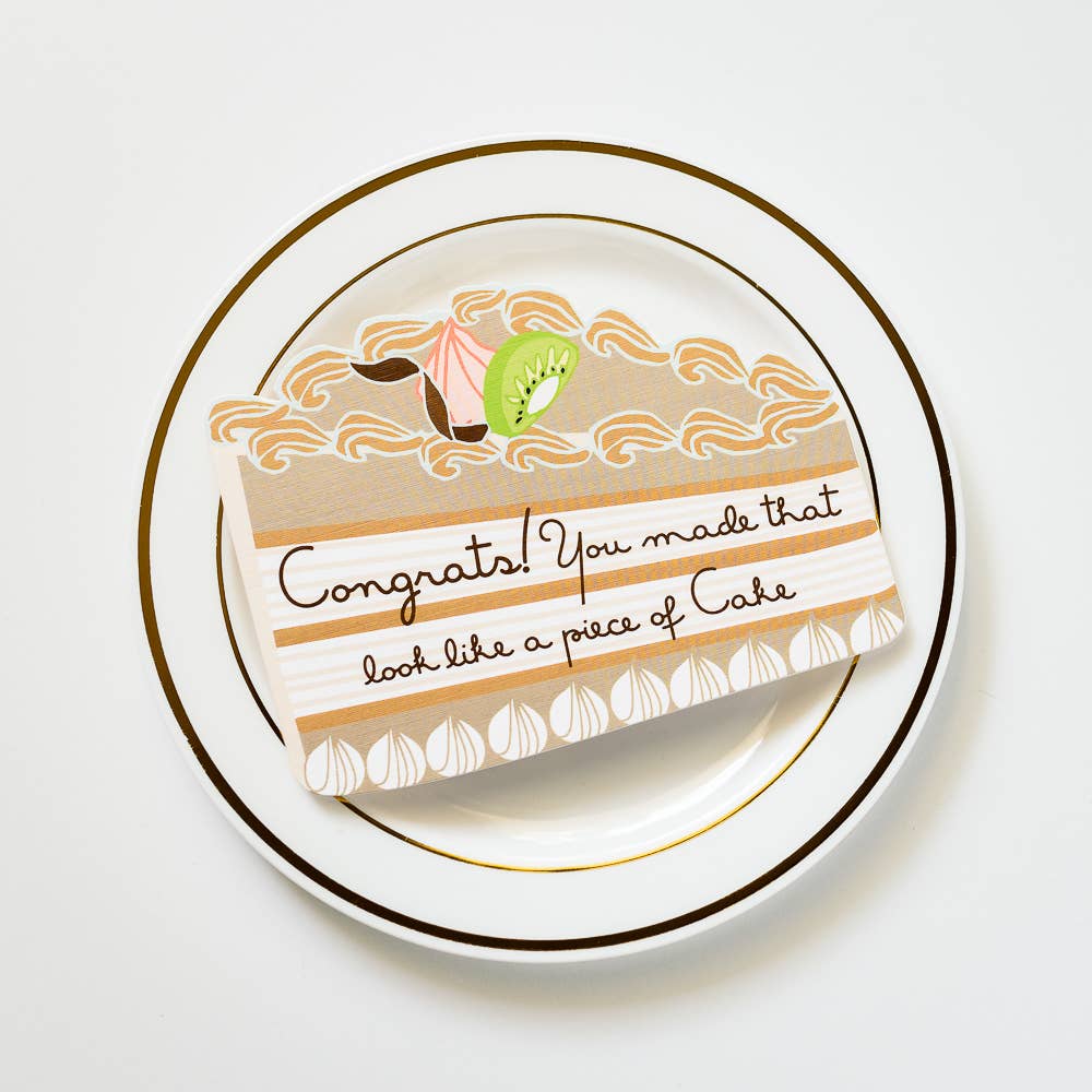 ILOOTPAPERIE - Wholesale Congratulations Card - Congrats! Piece Of Cake Die Cut Greeting Card0