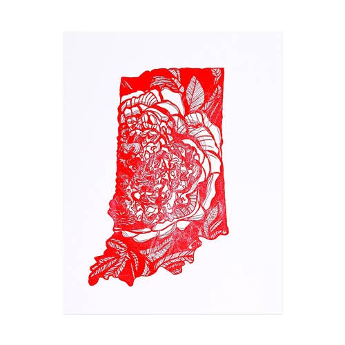 Thimblepress - Wholesale Art Print - Indiana Peony Letterpress Print