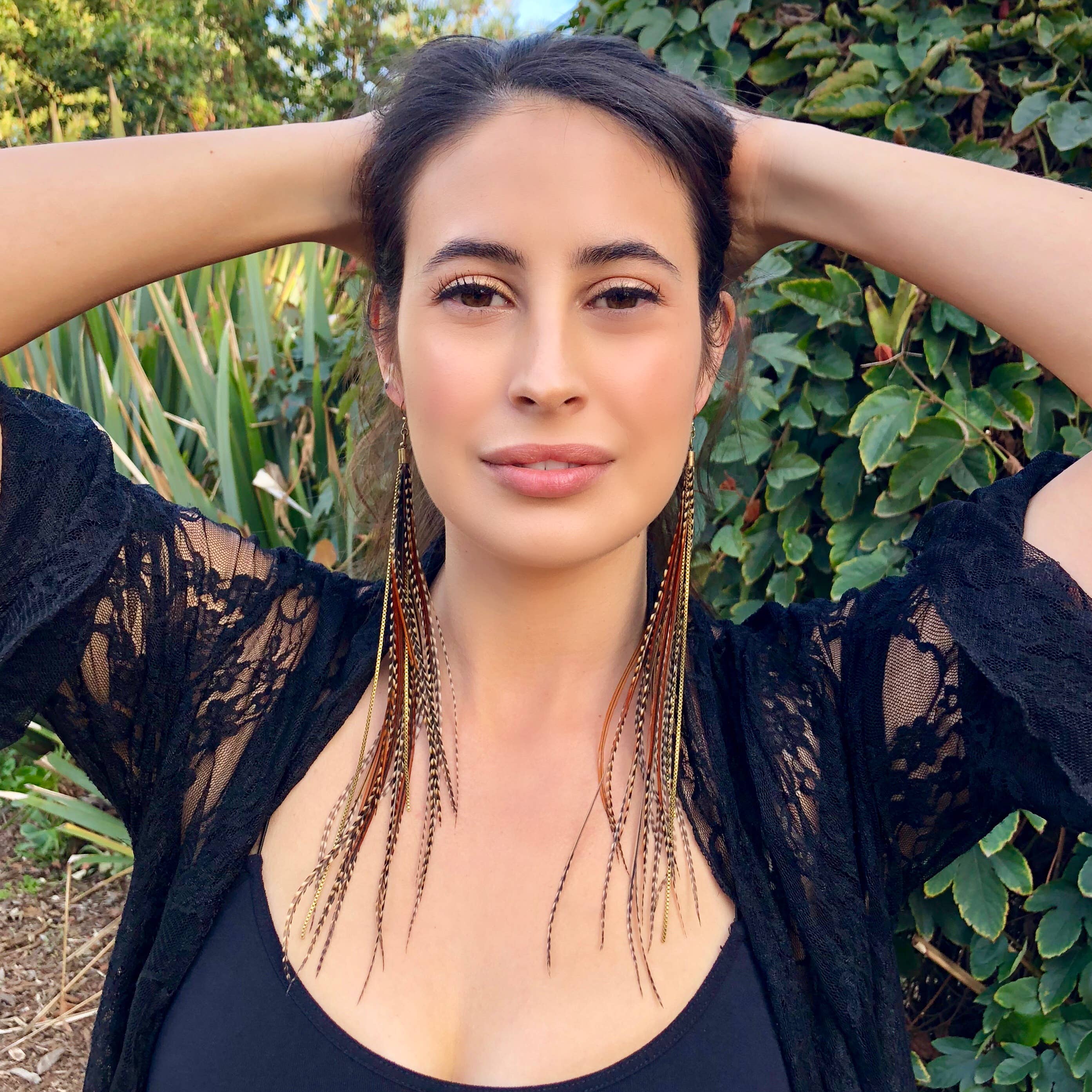 ASTALI - Wholesale Tassel Earrings - Extra Long Feather Earrings - Fawn & Grizzly, Boho Western3