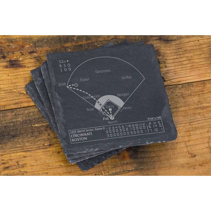 Greatest Red Sox Vintage Plays: Slate Coasters (Set of 4) for wholesale by Playbook Products