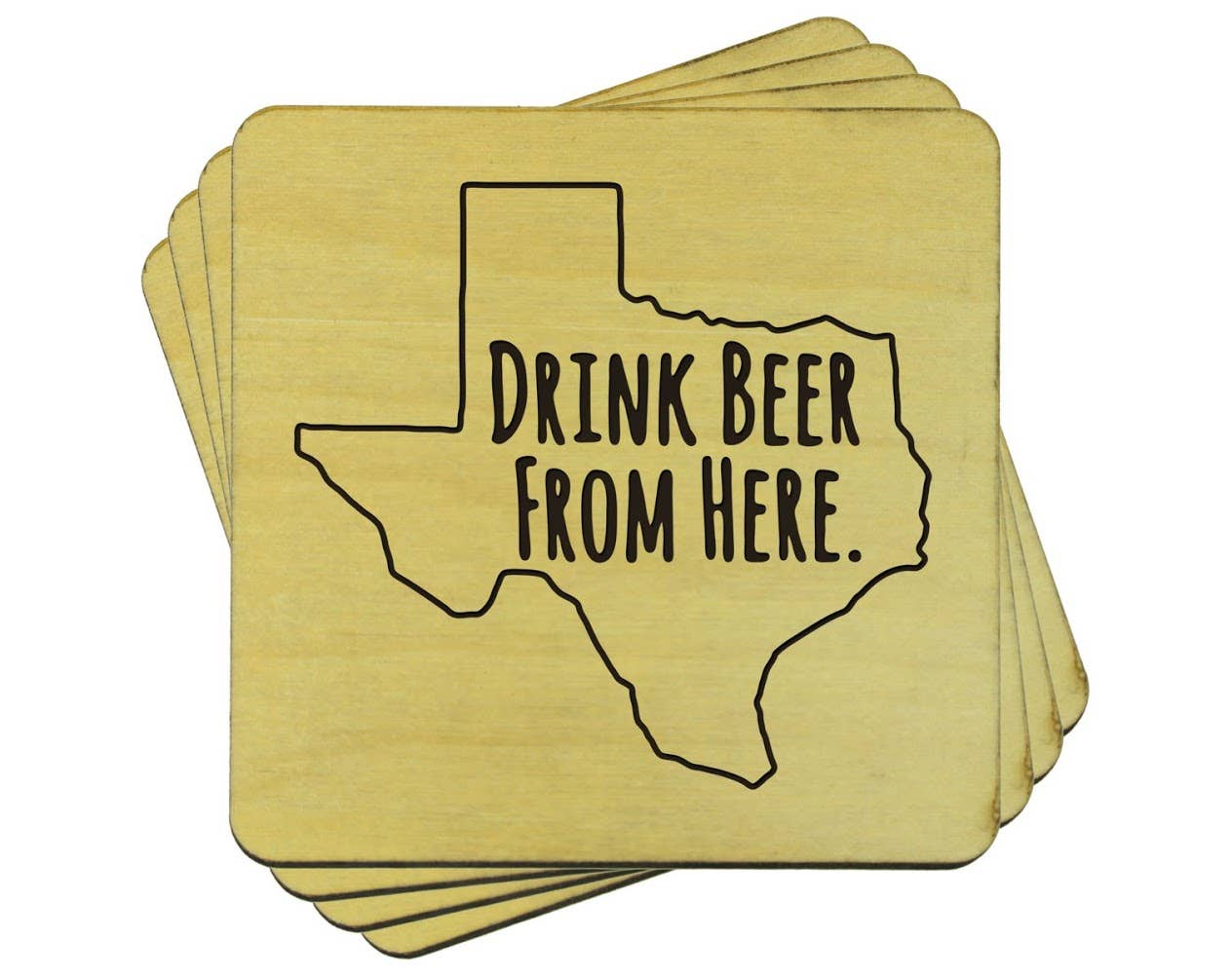 Torched Products - Wholesale Coasters - Drink Beer From Here Coasters | Set of 4 Beer Coasters47