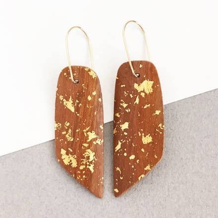 Cherry And 24k Gold-sprinkled Pointed Earrings for wholesale by Kohli Kraft