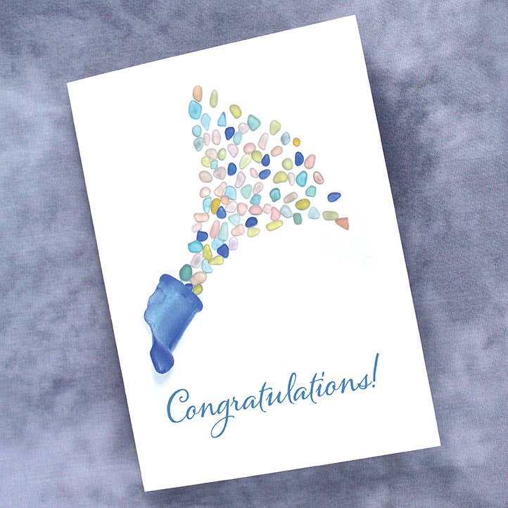 Beachcombing / Etched by the Sea - Venta al por mayor Tarjetas de felicitación - Tarjeta de felicitación de copas de mar Champagne Pastels1