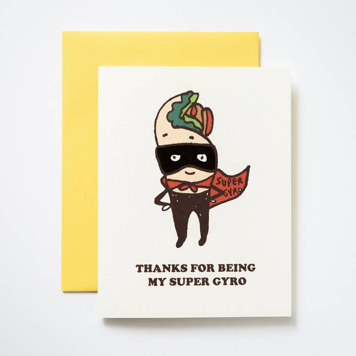 Super Gyro (Hero) Thank You Greeting Card for wholesale by ILOOTPAPERIE