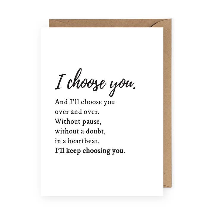 Carte de vœux I Choose You | Anniversaire ou Saint-Valentin pour la vente par The Anastasia Co