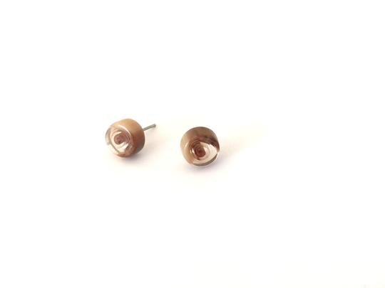 Leetie Lovendale - Wholesale Stud/Post Earrings - Cinnamon Beige Stripe Cane Slice Stud Earrings0