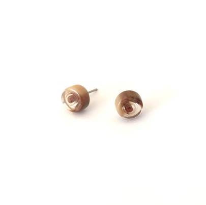 Leetie Lovendale - Wholesale Stud/Post Earrings - Cinnamon Beige Stripe Cane Slice Stud Earrings0