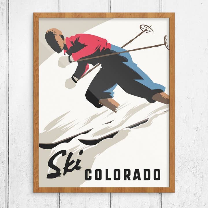 Fridgedoor - Wholesale Art Print - 11'' x 14'' Ski Colorado Schussing Skier Print