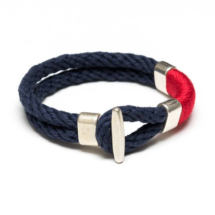 Cambridge - Navy/Red/Silver - Nautical Rope Bracelet for wholesale by Allison Cole Jewelry