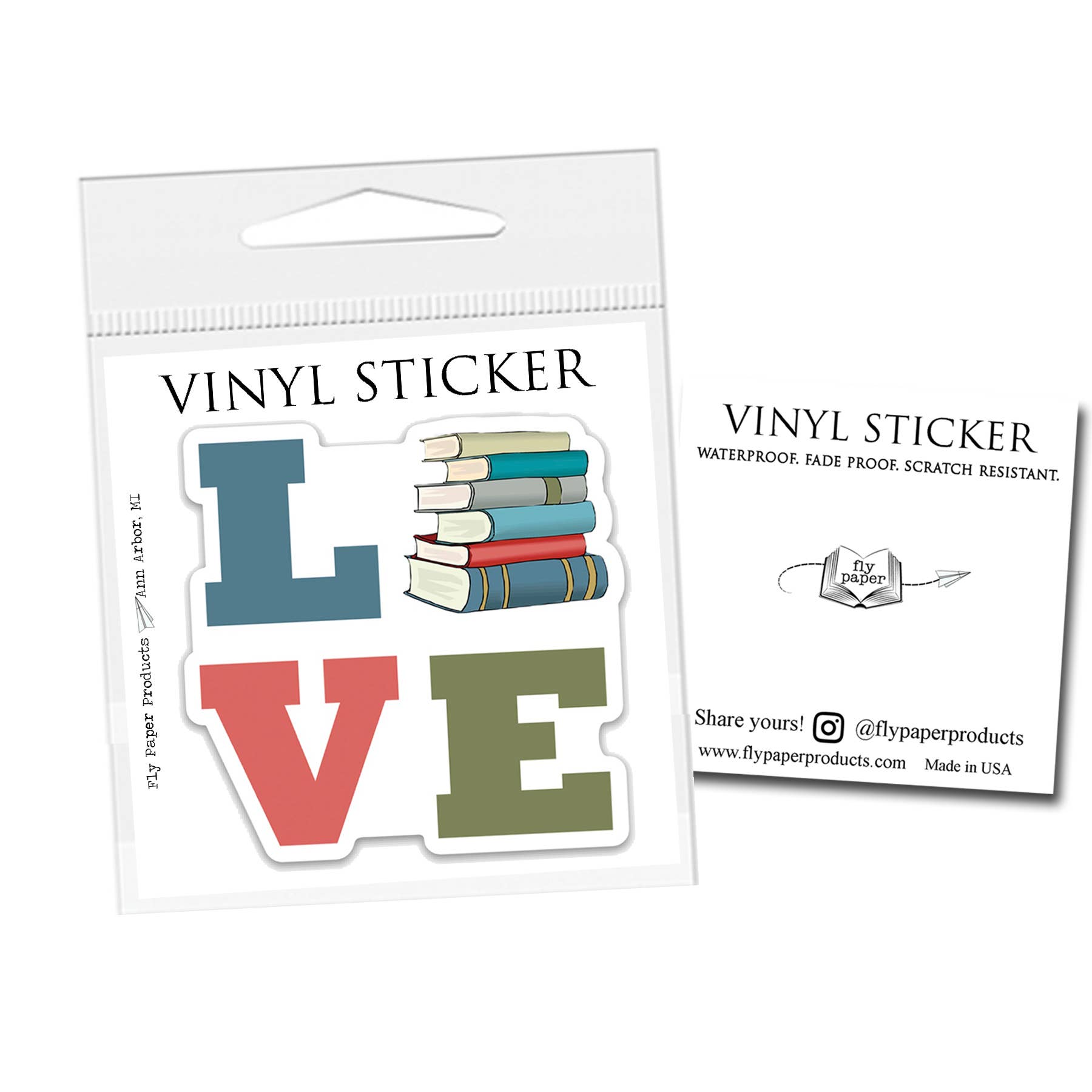 Fly Paper Products - Wholesale Sticker - LOVE Books Vinyl Sticker0