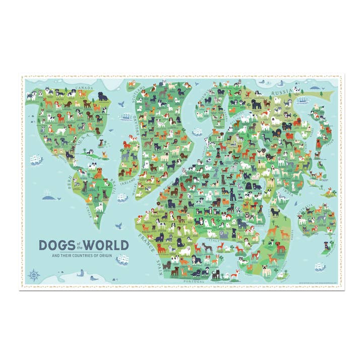 Lili Chin Art - Wholesale Poster - 36'' x 24'' Dogs of the World Map Poster7