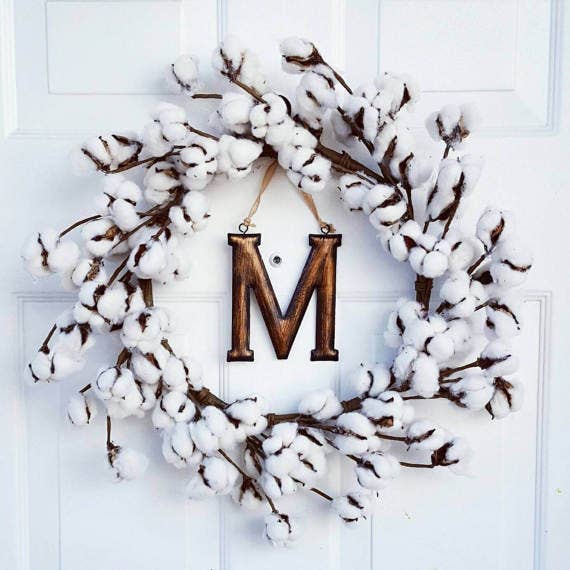 Farmhouse Cotton Wreath 21" for wholesale by Be Wreathed NYC