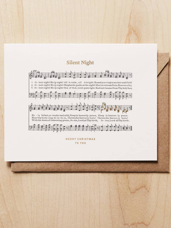 Silent Night (Christmas card) for wholesale by Woodsy Foxman