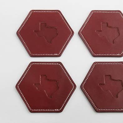 Conjunto de 4 porta-copos de couro Texas Edition por atacado de Neat Pineapple