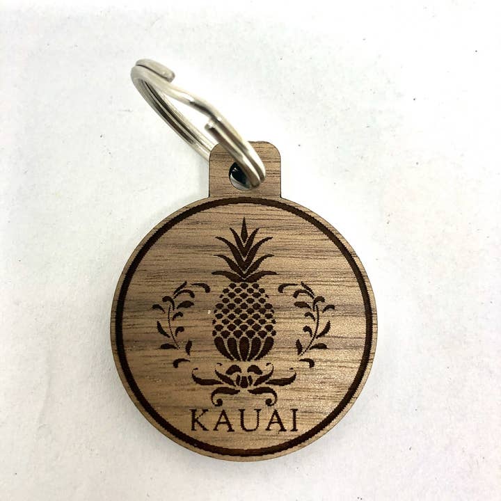 Insert Brand Here Shop - Wholesale Keychain – Unisex - KEYCHAIN - Fancy Pineapple, Hawaii Design Hawaiian Art2