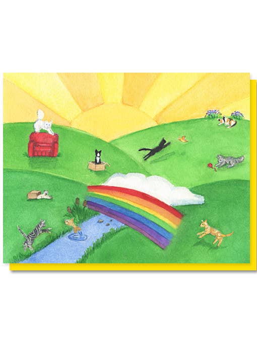 Cat Rainbow Bridge Pet Sympathy Card for wholesale by The Lavender Whim