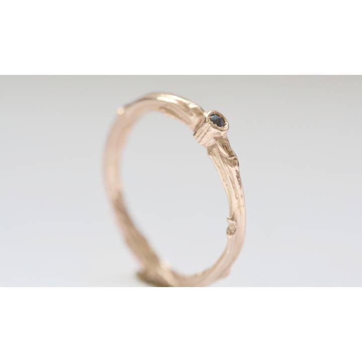 14k White Gold Twig Solitaire - Black Diamond for wholesale by MezzeJewelry