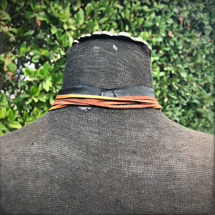 ASTALI - Wholesale Choker/Collar - Leather Wrap Choker - Rust & Brass, Western Necklace/Hatband13