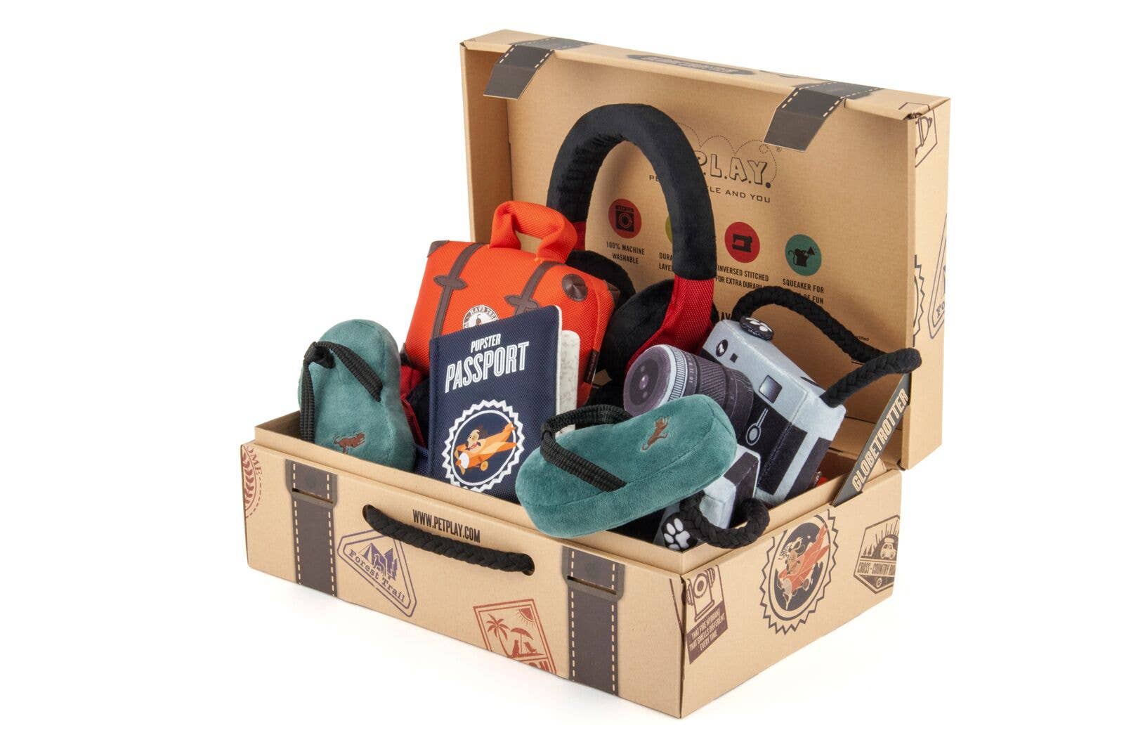 P.L.A.Y. Pet Lifestyle and You - Wholesale Pet Toy Set - Dog - Globetrotter Toy Set (15 pc with Display Box)1