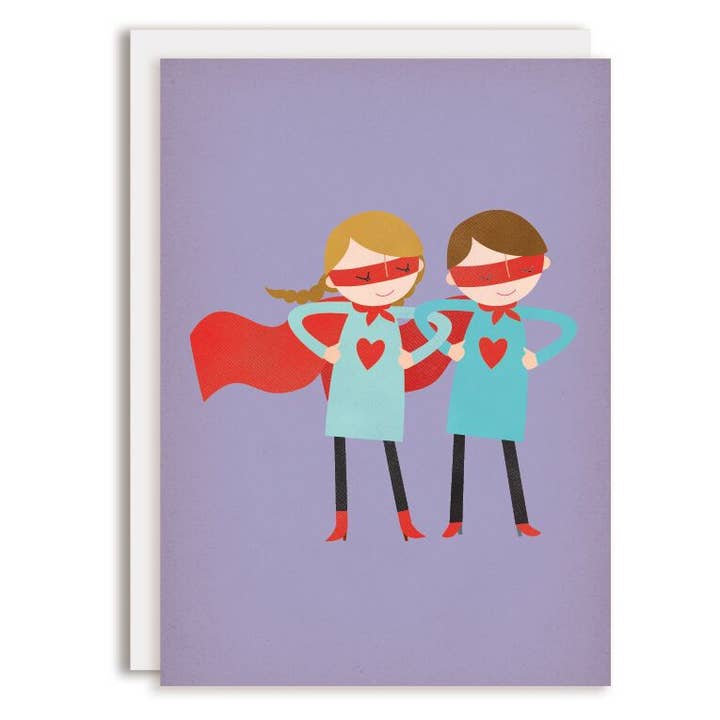 Jubiläumskarte, leere Liebeskarte, Superheldenpaar, BFF für den Großhandel von Rosy Designs