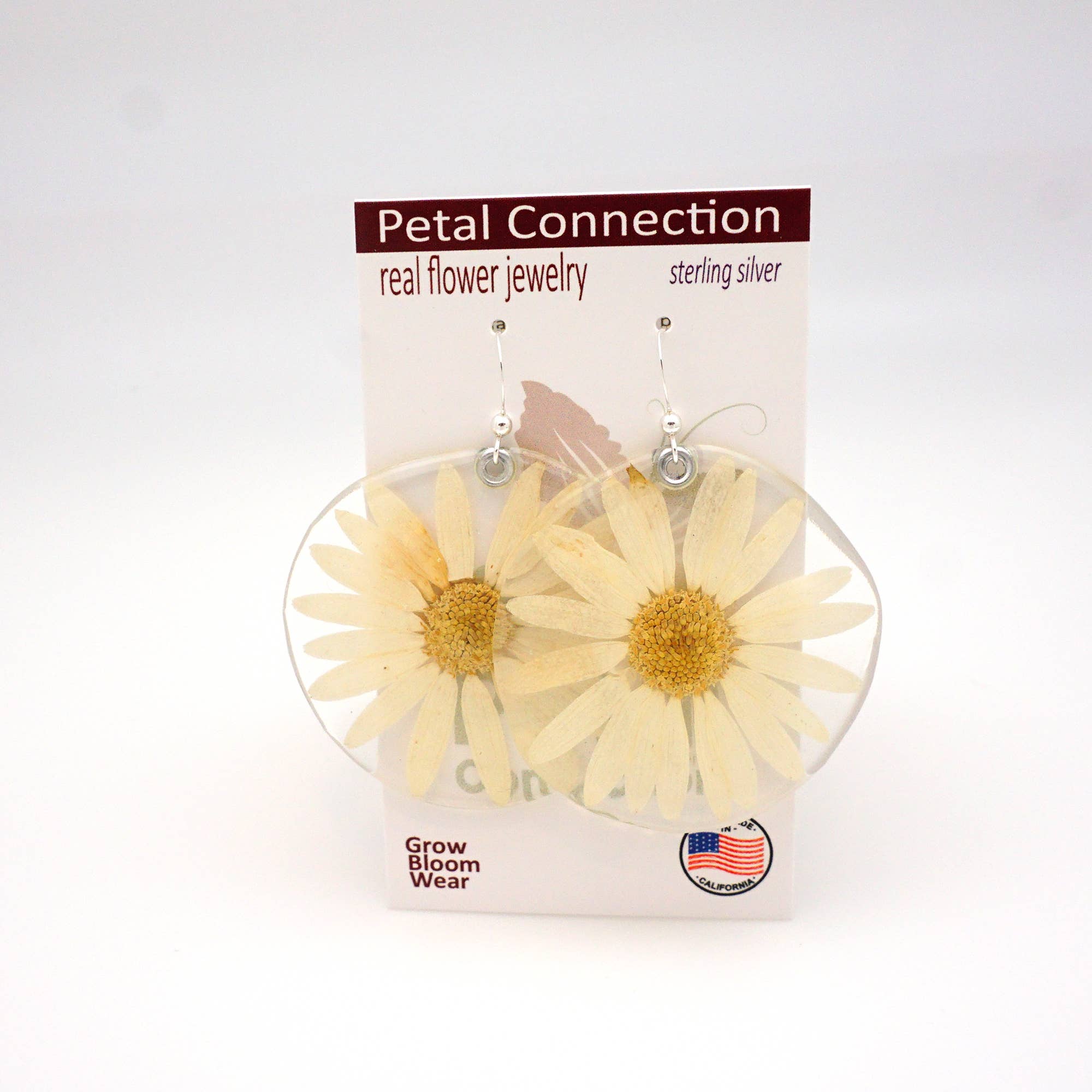 Petal Connection - Wholesale Dangle Earrings - 61602 Large White Daisy Flower Earrings6