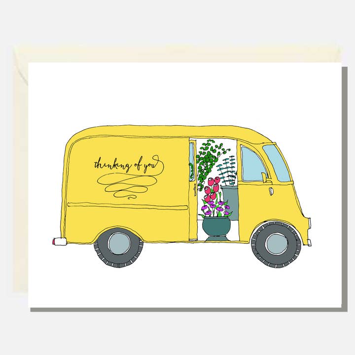 Floral Van Card for wholesale by Rachelink Cards & Illustrations