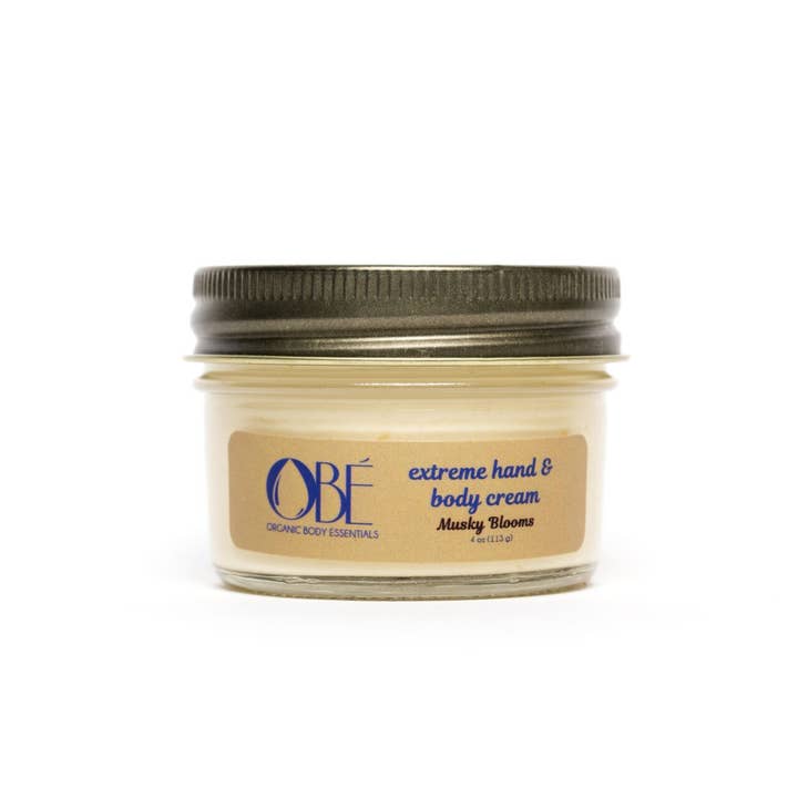 Crème pour les mains et le corps 4oz - Musky Blooms pour la vente par ORGANIC BODY ESSENTIALS