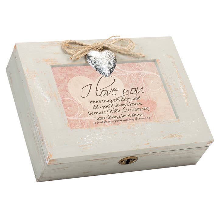 Music Box Locket Ik hou meer van jou dan wat dan ook Amazing Grace voor wholesale door Cottage Garden