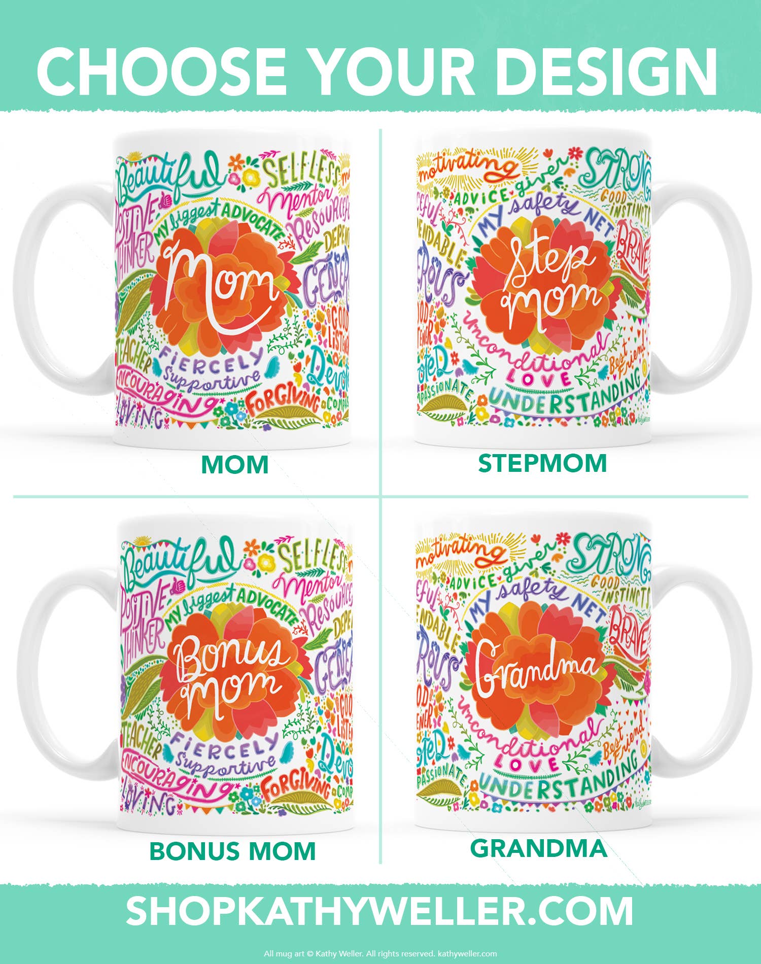 Kathy Weller Art+Ideas - Wholesale Coffee Mug - Mom Floral-Themed Mug8