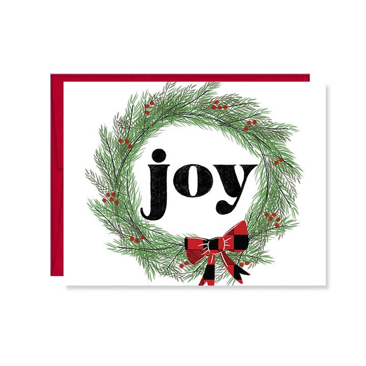 Biglietto di Natale, ghirlanda di gioia, buone feste, biglietto di auguri per la vendita all'ingrosso da parte di Pen & Paint