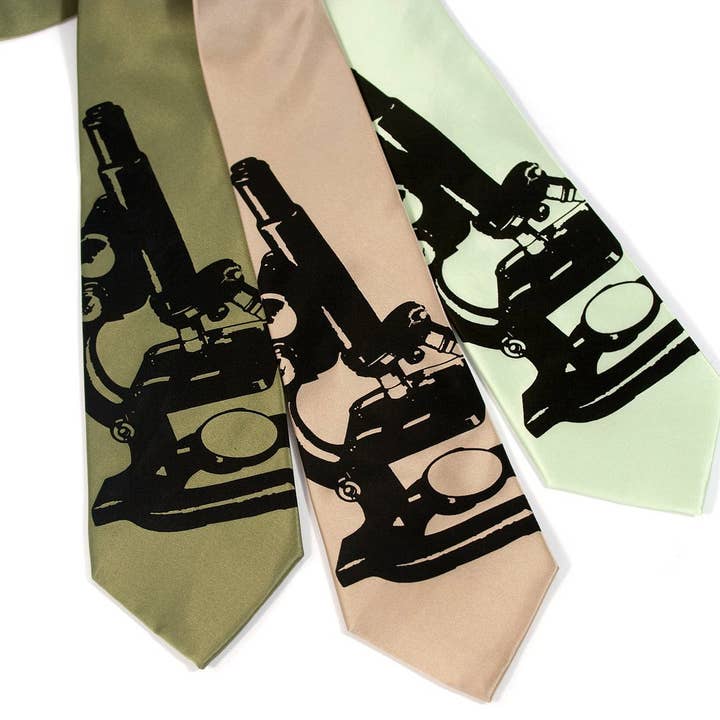 Microscope Silk Tie. Science Affair Necktie for wholesale by Cyberoptix Tie Lab