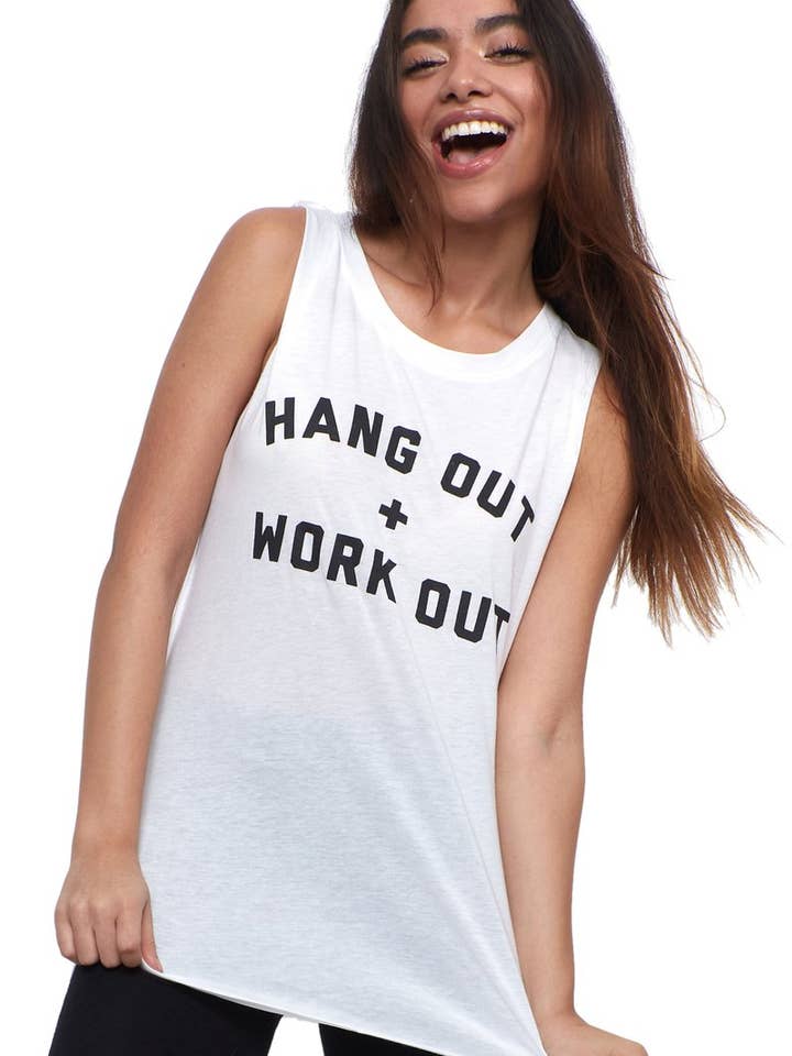 Arbeiten und hängen Sie weißes Muskel-T-Shirt für den Großhandel von Social Sunday