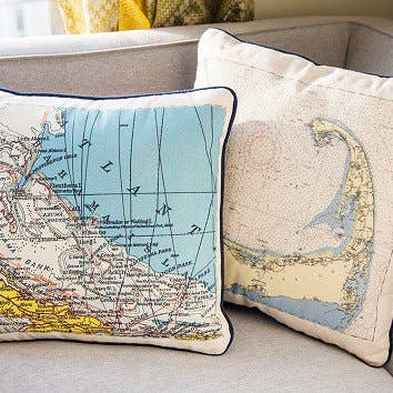 Decorative Canvas Pillow - Custom Location Nautical Chart for wholesale by Not for Navigation