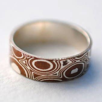 Two Tone Mokume Gane Mens Band for wholesale by LettersToSarah Metalsmithing