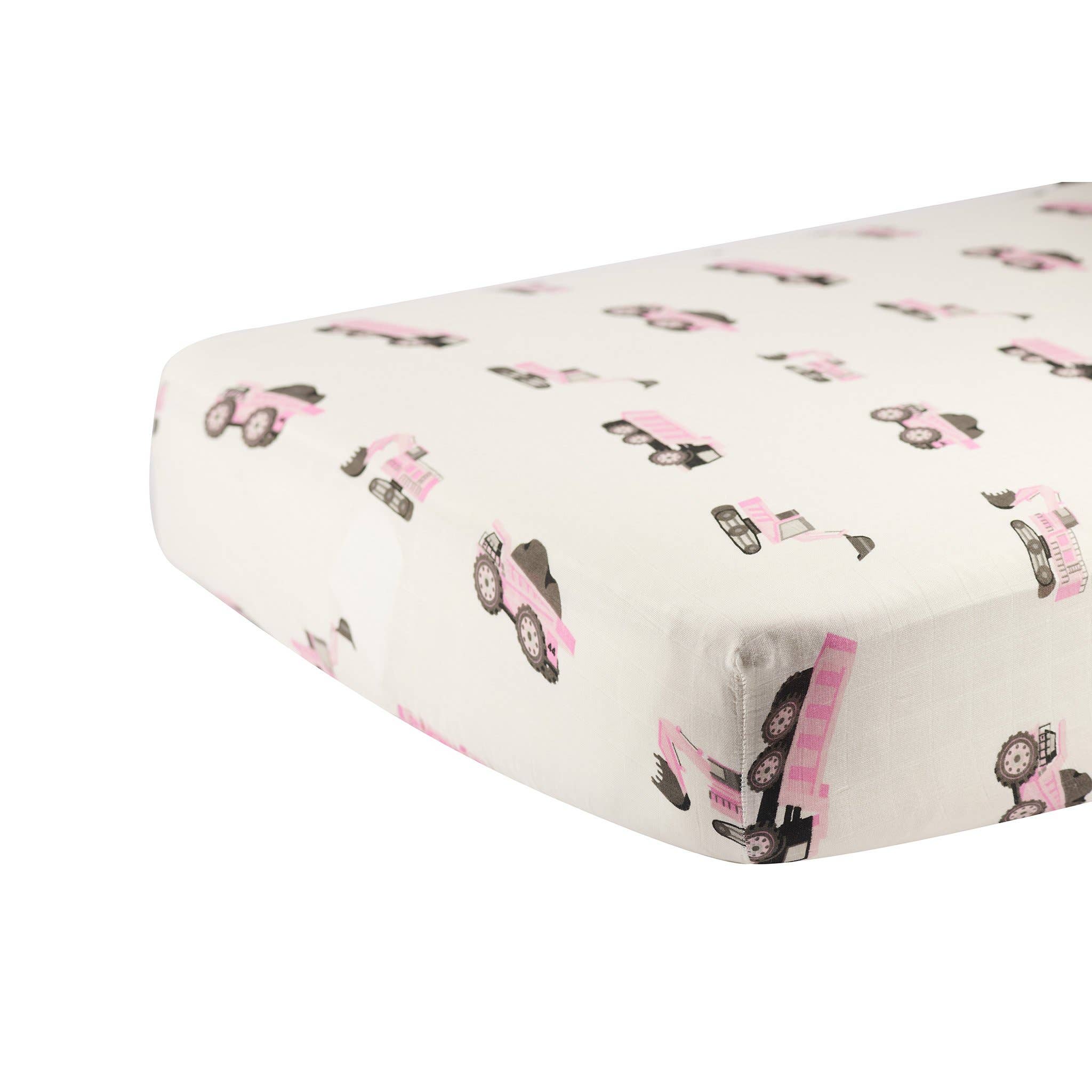 Newcastle Classics – wholesale Cot/crib sheets – Pink Digger Crib Sheet2