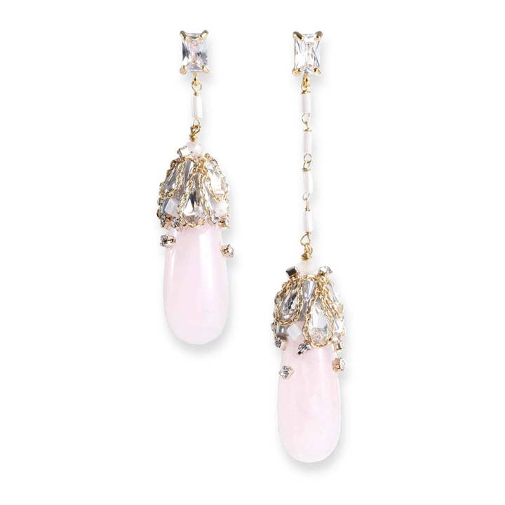 Rosy Tear Quartz Drop Earrings for wholesale by Cupidstone Accessories