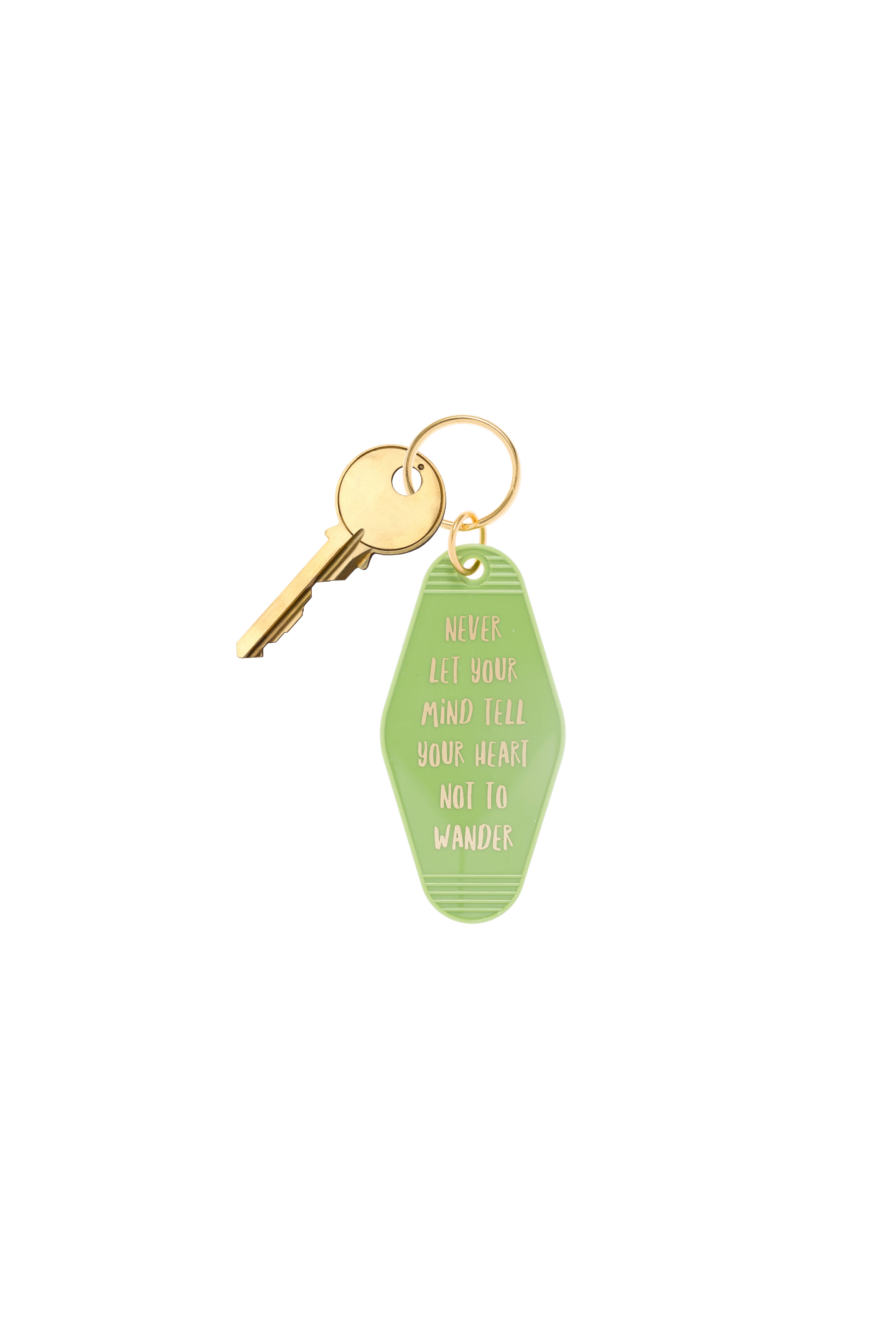 BOPS WHOLESALE - Wholesale Keychain - Women's - RETRO MOTEL KEYCHAIN "NEVER LET YOUR MIND TELL YOUR HEART"
