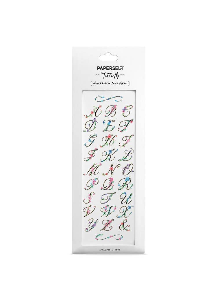 PAPERSELF - Wholesale Temporary Tattoo - Floral Alphabet Temporary Tattoos Stickers1