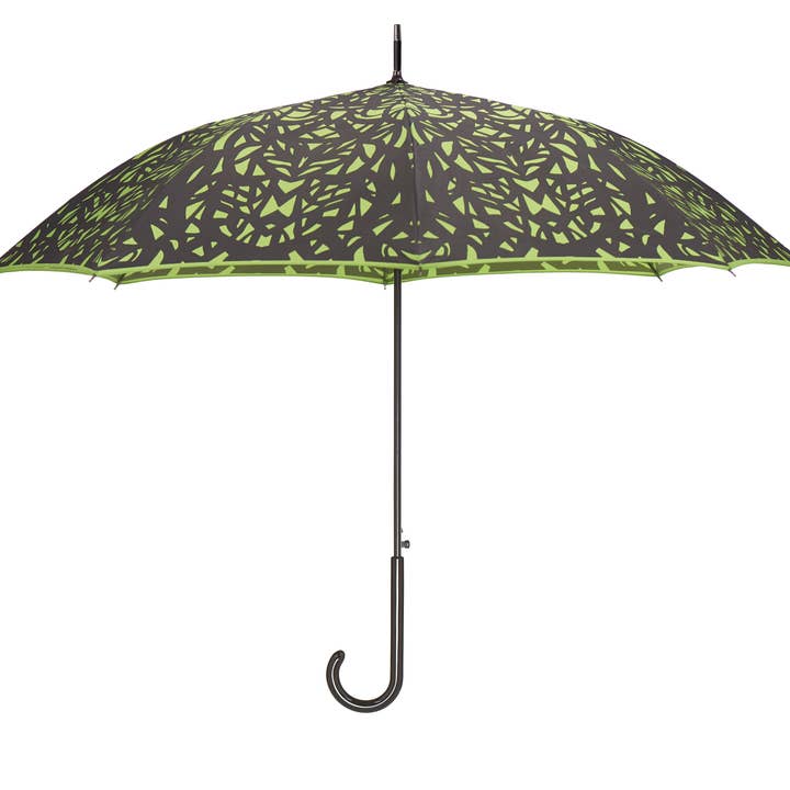 Green Umbrella Featuring Black Butterfly Wing Design for wholesale by The San Francisco Umbrella Company